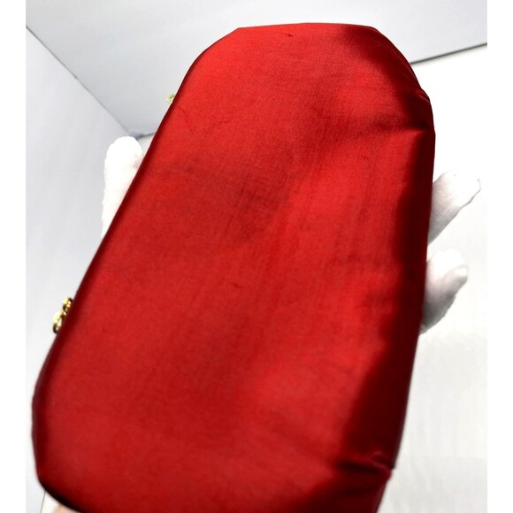 Vintage Saks Fifth Avenue Red Scarlet Satin Gorgeous Clutch Handbag Purse - Picture 9 of 16